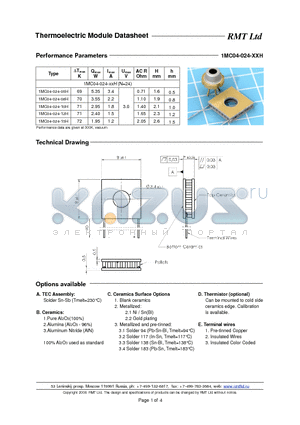 1MC04-024-08H datasheet - Thermoelectric Module