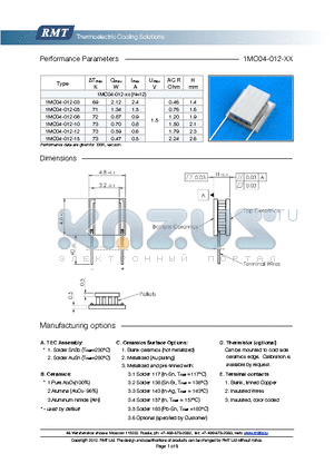 1MC04-012-05 datasheet - Blank ceramics (not metallized) Metallized (Au plating) Blank, tinned Copper