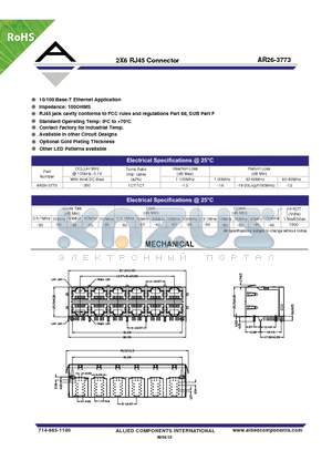 AR26-3773 datasheet - 2X6 RJ45 Connector