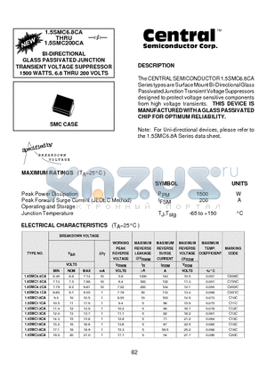 1.5SMC12CA datasheet - BI-DIRECTIONAL GLASS PASSIVATED JUNCTION TRANSIENT VOLTAGE SUPPRESSOR 1500 WATTS, 6.8 THRU 200 VOLTS