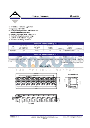 AR28-3768 datasheet - 2X8 RJ45 Connector