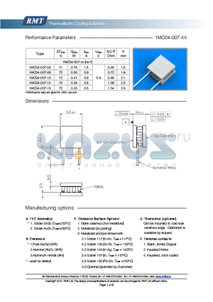 1MC04007 datasheet - Blank ceramics (not metallized) Metallized (Au plating) Blank, tinned Copper