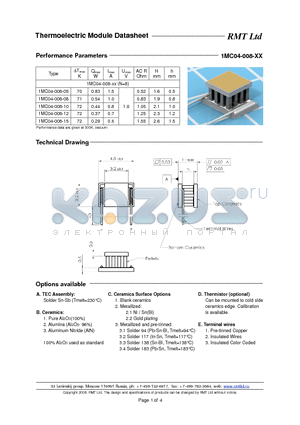 1MC04-008-10 datasheet - Thermoelectric Module