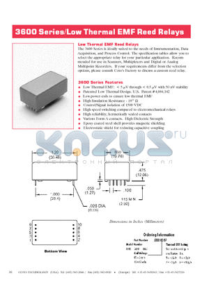 3660-12-72 datasheet - Low Thermal EMF Reed Relays