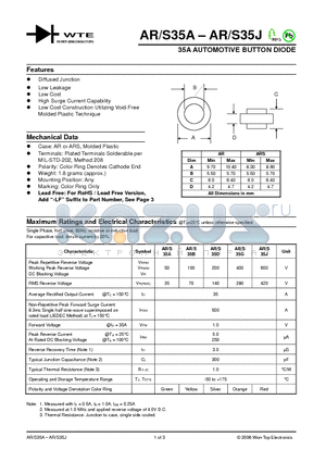 AR35B datasheet - 35A AUTOMOTIVE BUTTON DIODE