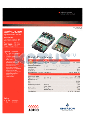 AEQ42B50-L datasheet - Quarter-Brick Series