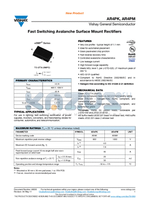 AR4PK_12 datasheet - Fast Switching Avalanche Surface Mount Rectifiers