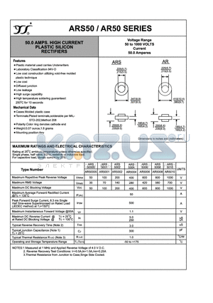 AR5010 datasheet - 50.0 AMPS. HIGH CURRENT PLASTIC SILICON RECTIFIERS