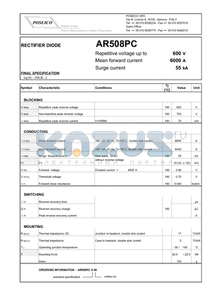 AR508PC datasheet - RECTIFIER DIODE