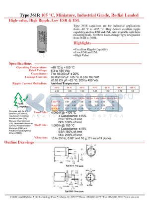 366R101M063LV0E datasheet - 105 C, Miniature, Industrial Grade, Radial Leaded