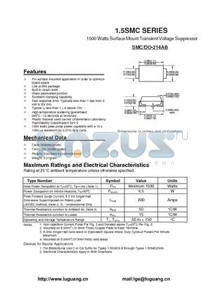 1.5SMC170 datasheet - 1500 Watts Surface Mount Transient Voltage Suppressor