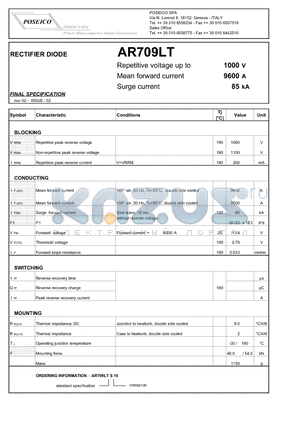 AR709LT datasheet - RECTIFIER DIODE