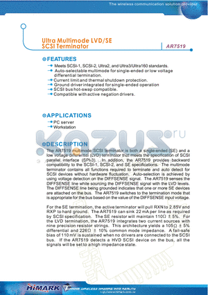 AR7519 datasheet - Ultra Multimode LVD/SE SCSI Terminator