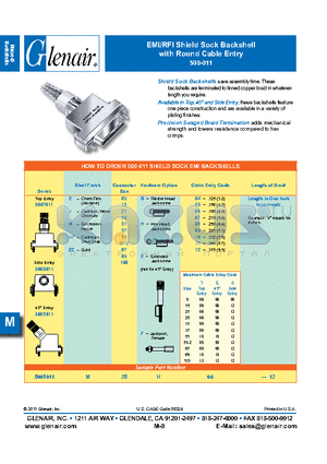 500T011Z215B04-12 datasheet - EMI/RFI Shield Sock Backshell