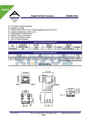 ARA009-3252I datasheet - Single Port RJ45 Connector