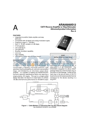 ARA05050S12-1 datasheet - CATV Reverse Amplifier w/step Attenuator