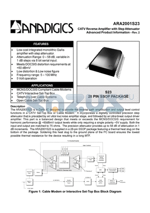 ARA2001S23 datasheet - CATV Reverse Amplifier with step Attenuator