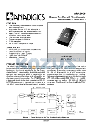 ARA2005S8P1 datasheet - Reverse Amplifier with Step Attenuator