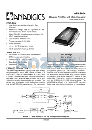 ARA2004RS12P1 datasheet - Reverse Amplifier with Step Attenuator