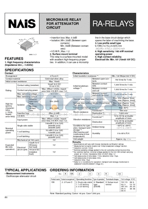 ARA200A12 datasheet - MICROWAVE RELAY FOR ATTENUATOR CIRCUIT