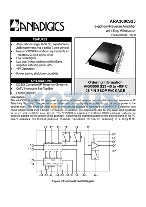 ARA3000S23 datasheet - Telephony Reverse Amplifier With Step Attenuator