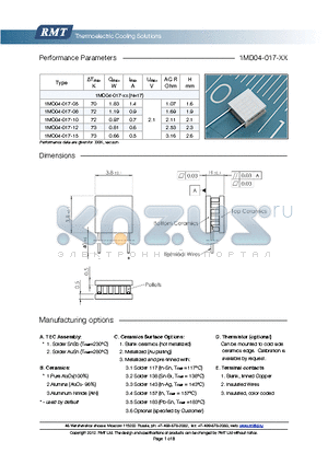 1MD04-017-05 datasheet - Blank ceramics (not metallized) Metallized (Au plating) Blank, tinned Copper