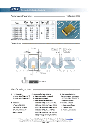 1MD04-019-15 datasheet - Blank ceramics (not metallized) Metallized (Au plating) Blank, tinned Copper
