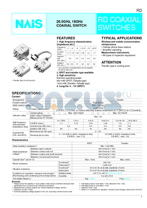 ARD10012Q datasheet - 26.5GHz, 18GHz COAXIAL SWITCH