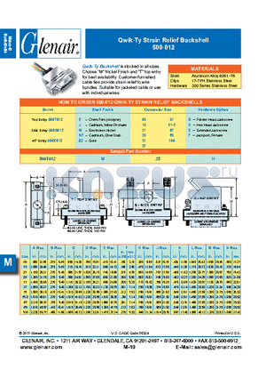 500T012M21F datasheet - Qwik-Ty Strain Relief Backshell