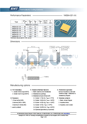 1MD04-021-05 datasheet - Blank ceramics (not metallized) Metallized (Au plating) Blank, tinned Copper