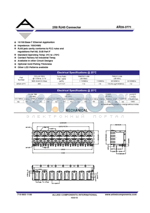 AR28-3771 datasheet - 2X8 RJ45 Connector