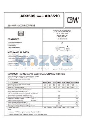 AR3505 datasheet - 35.0 AMP SILICON RECTIFIERS