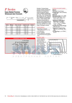 AEZ1000RE datasheet - Epoxy Molded Precision Wirewound Axial Terminals