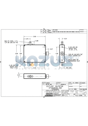 AF08-XX datasheet - OUTLINE, AV/AF08 ATTENUATOR, SMA STANDARD