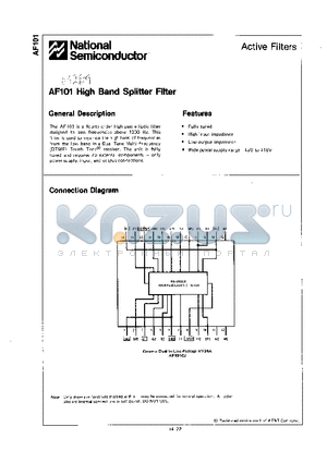 AF101 datasheet - High Band Splitter Filter