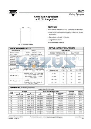 36DY394F025DJ2A datasheet - Aluminum Capacitors  85 C, Large Can