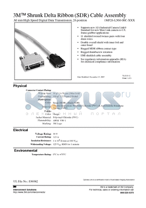 1MF26-L560-00C-A00 datasheet - 3M Shrunk Delta Ribbon (SDR) Cable Assembly