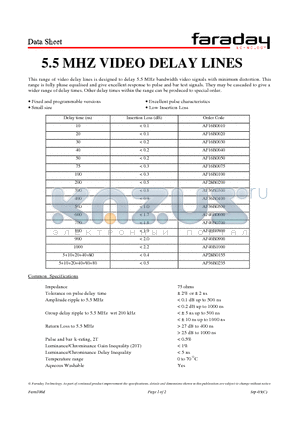 AF16B0050 datasheet - 5.5 MHZ VIDEO DELAY LINES