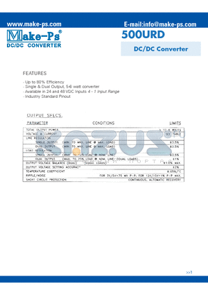 500URD datasheet - DC/DC Converter