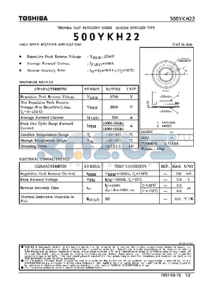 500YKH22 datasheet - FAST RECOVERY DIODE (HIGH SPEED RECTIFIER APPLICATIONS)