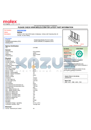 A-42225-0028 datasheet - 2.54mm (.100) Pitch KK^ Header, Breakaway, Vertical, with Polarizing Wall, 28 Circuits, Tin (Sn) Plating