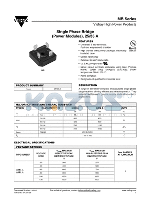 36MB120A datasheet - Single Phase Bridge (Power Modules), 25/35 A