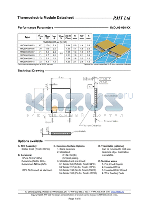 1MDL06-050-03 datasheet - Thermoelectric Module