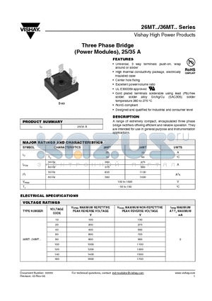 36MT100 datasheet - Three Phase Bridge (Power Modules), 25/35 A