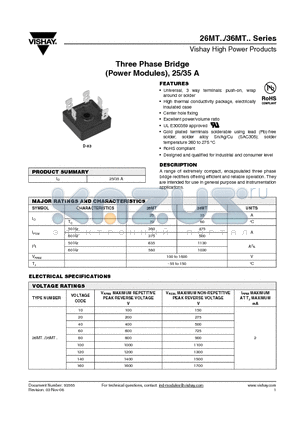 36MT160 datasheet - Three Phase Bridge (Power Modules), 25/35 A