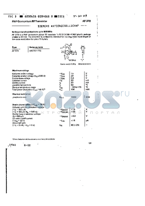 AF379 datasheet - PNP GERMANIUM RF TRANSISTOR