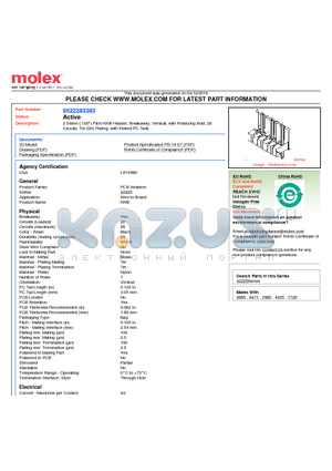 A-42225-0133 datasheet - 2.54mm (.100) Pitch KK^ Header, Breakaway, Vertical, with Polarizing Wall, 28 Circuits, Tin (Sn) Plating. with Kinked PC Tails