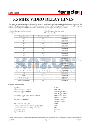 AF40B0900 datasheet - 5.5 MHZ VIDEO DELAY LINES