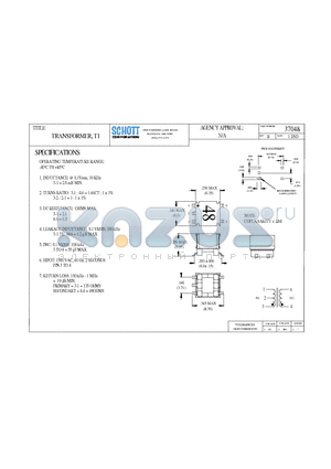 37048 datasheet - TRANSFORMER, T1