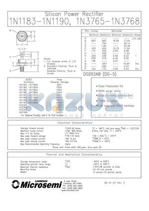 1N1183_07 datasheet - Silicon Power Rectifier